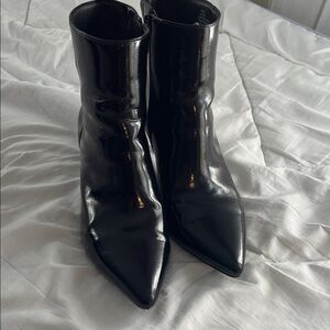 Rachel Zoe Glossy Black Ankle Boots